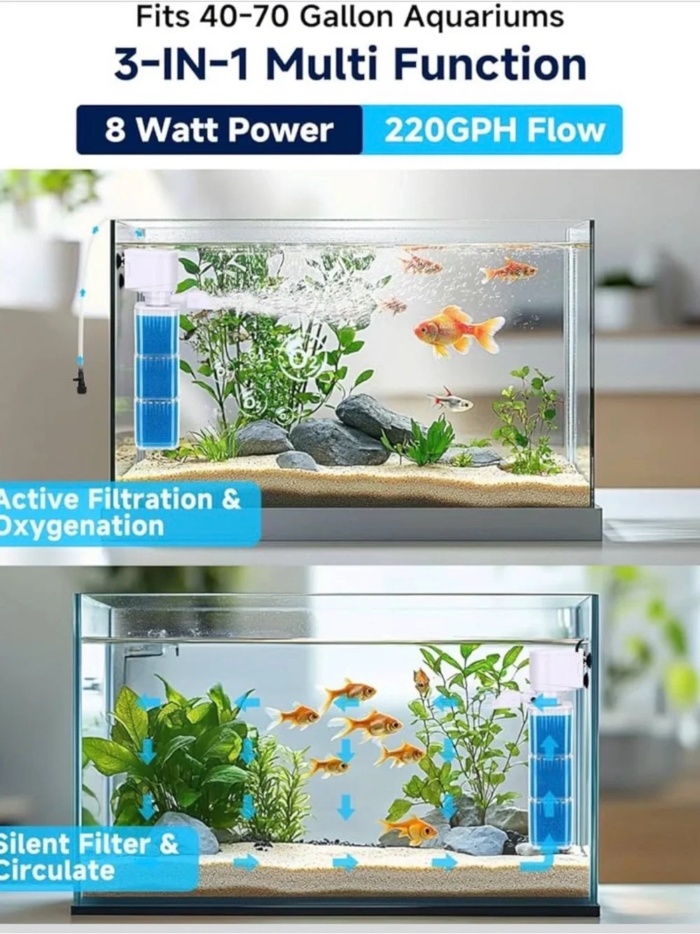 4-IN-1 Aquarium Power Filter, new